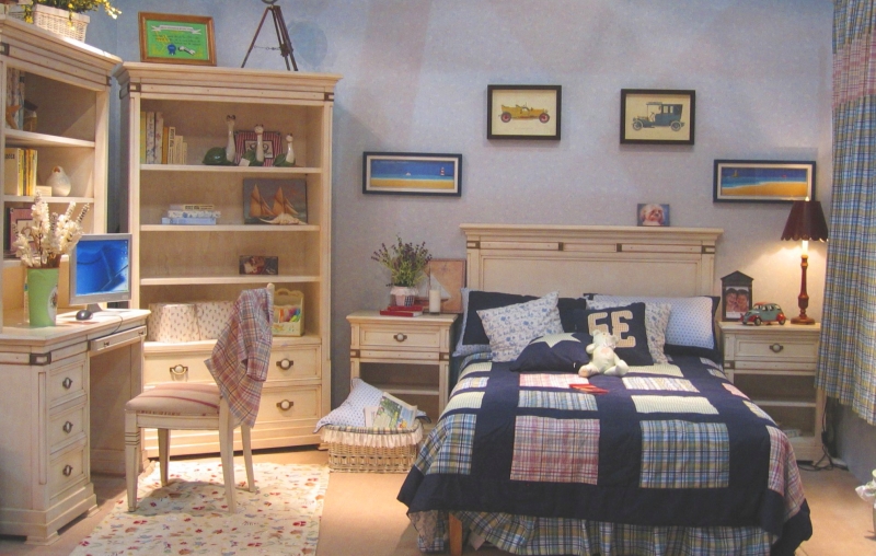 Детская Калвен в стиле прованс в теплых пастельных тонах для комнаты мальчика 