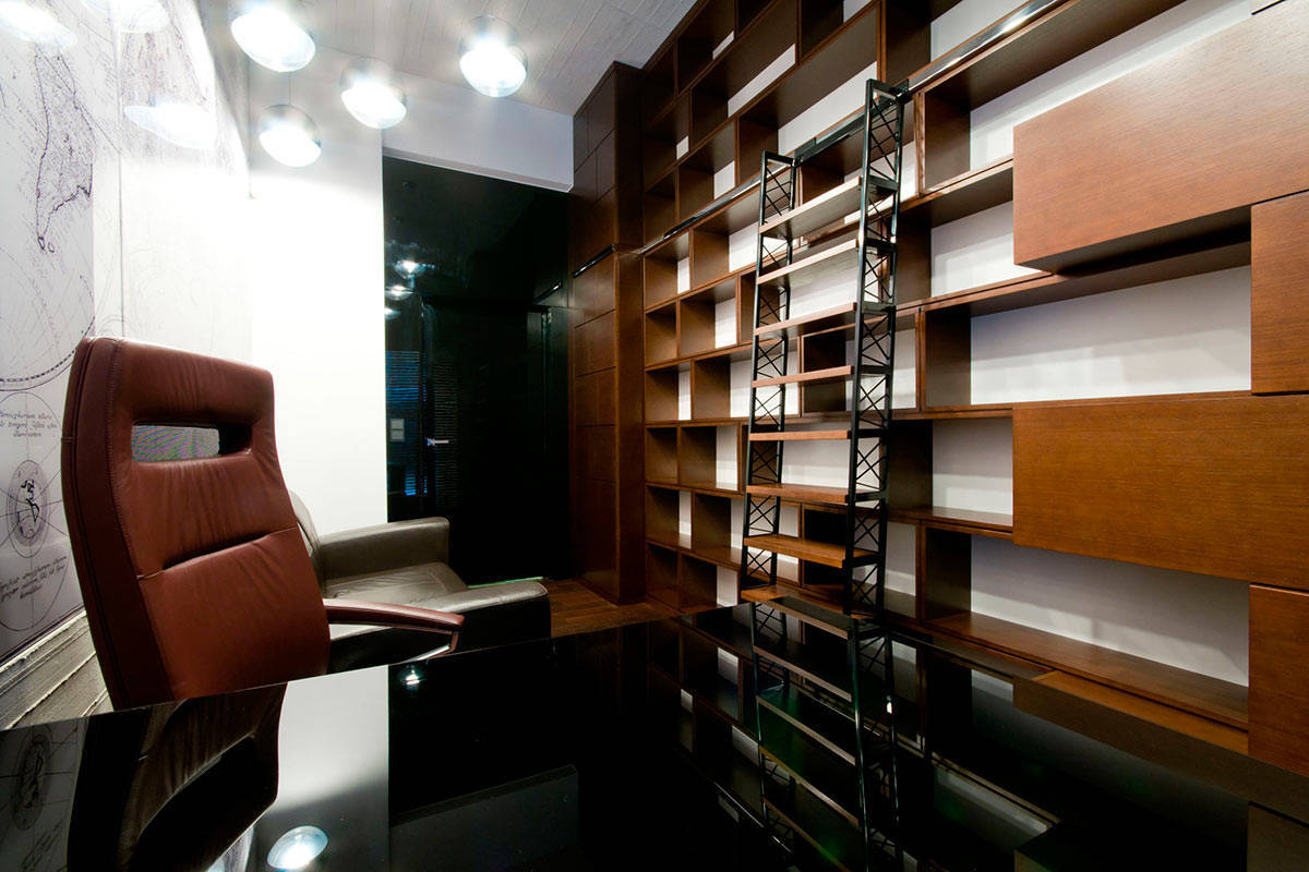 Кабинет Архив в стиле модерн из массива в комплекте со встроенным шкафом на 9 полок