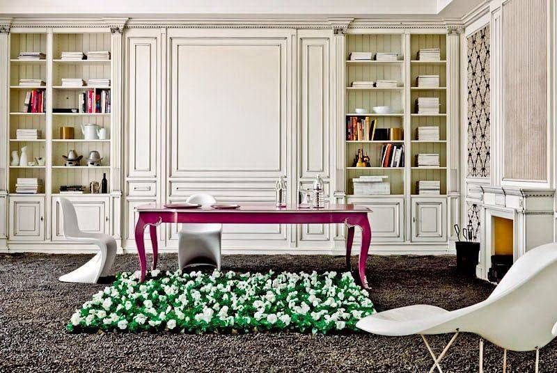 Гостиная Элиза встроенная классического стиля в белом цвете из двух симметричных шкафчиков для книг и предметов 