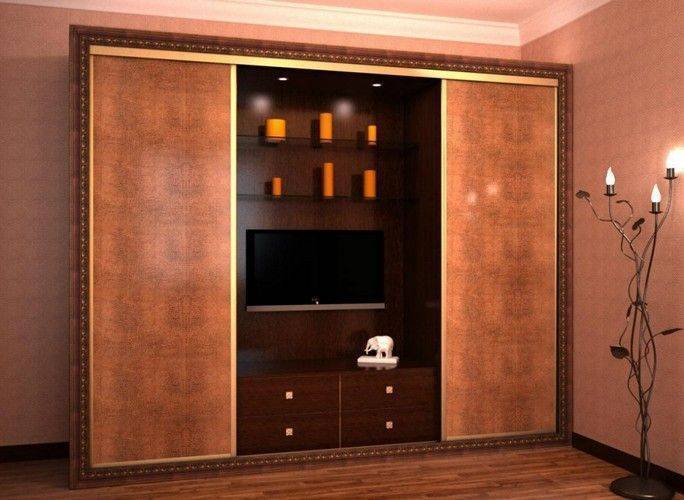 Гостиная Изида стильная из двух больших шкафов и нишей для телевизора 