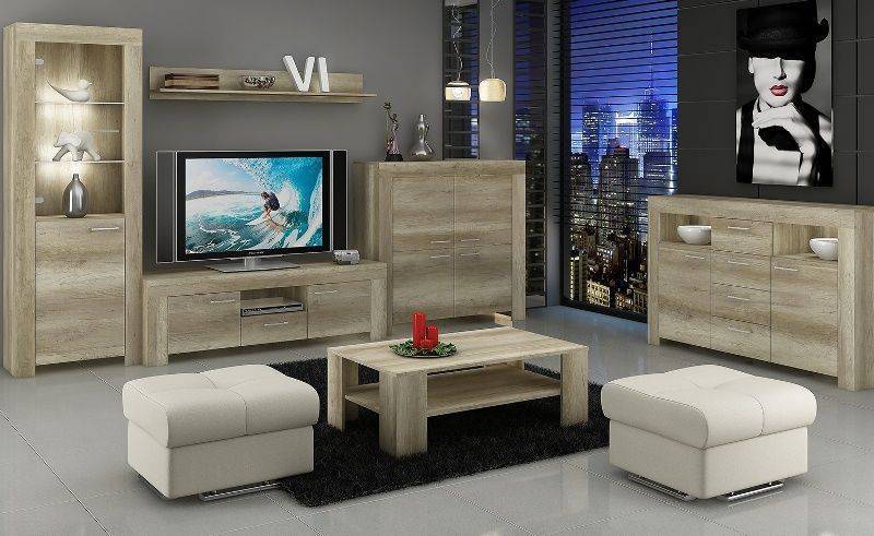 Гостиная Женвилье в современном стиле серого цвета с местом для телевизора 