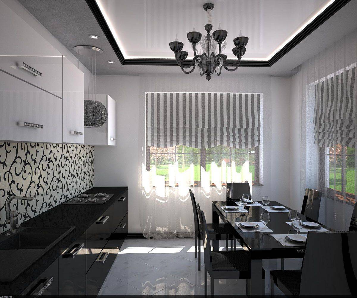 Кухня Мориц в стильном и современном стиле черно-белого цвета  
