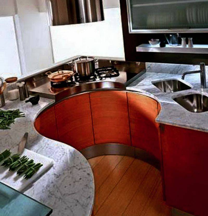 Кухня Шкипер с круговым расположением шкафов 