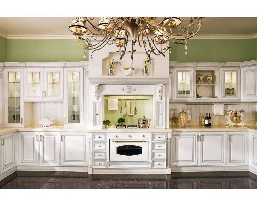 Кухня Вера в стиле прованс белого цвета симметричная П-образная 