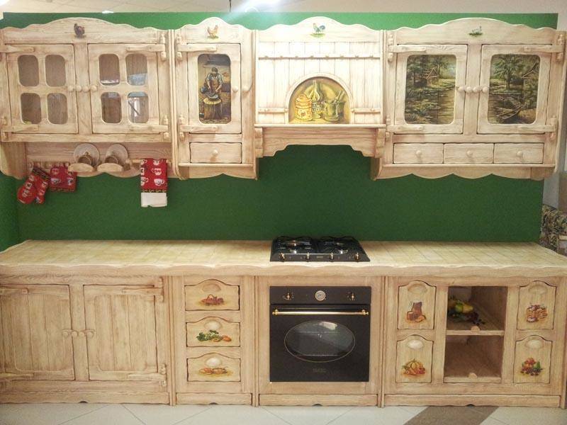 Кухня Верослава с фигурными вырезами дерева со встроенной плитой 