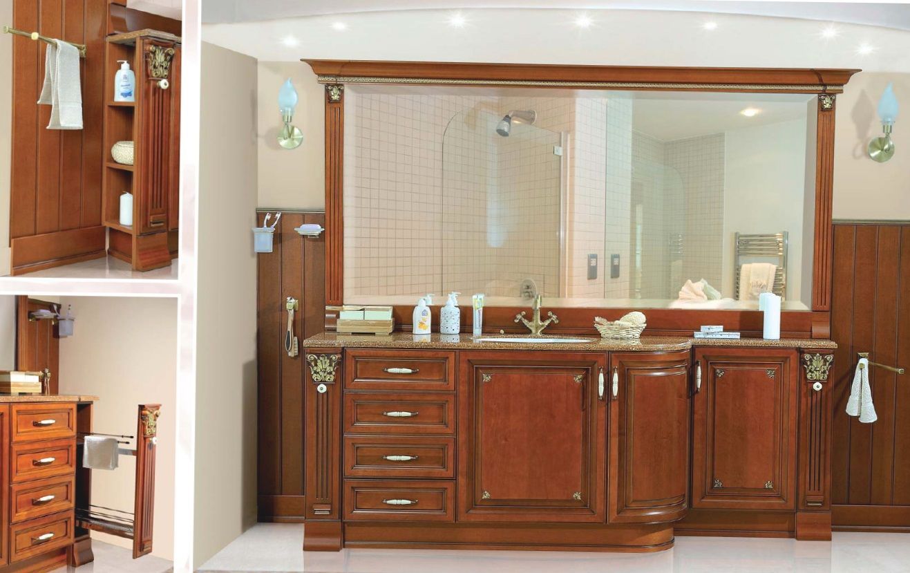 Мебель для ванны Альбиот современная из дерева по индивидуальному заказу 