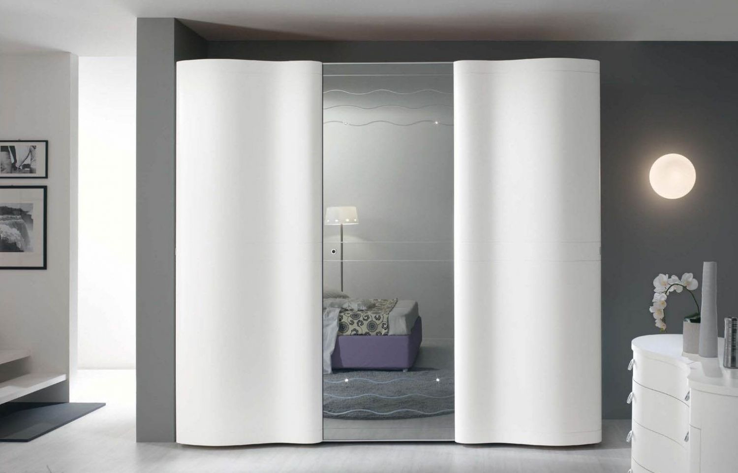 Шкаф Опал с зеркалом 2 двери белый цвет