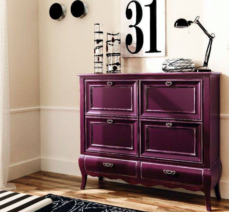Обувница Фрей фиолетового цвета в классическом стиле на 4 ящика