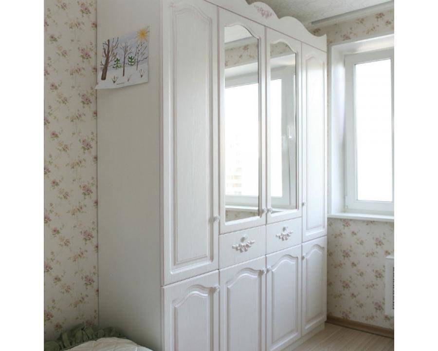 Шкаф Бриджит с зеркалом 8 дверей белый цвет