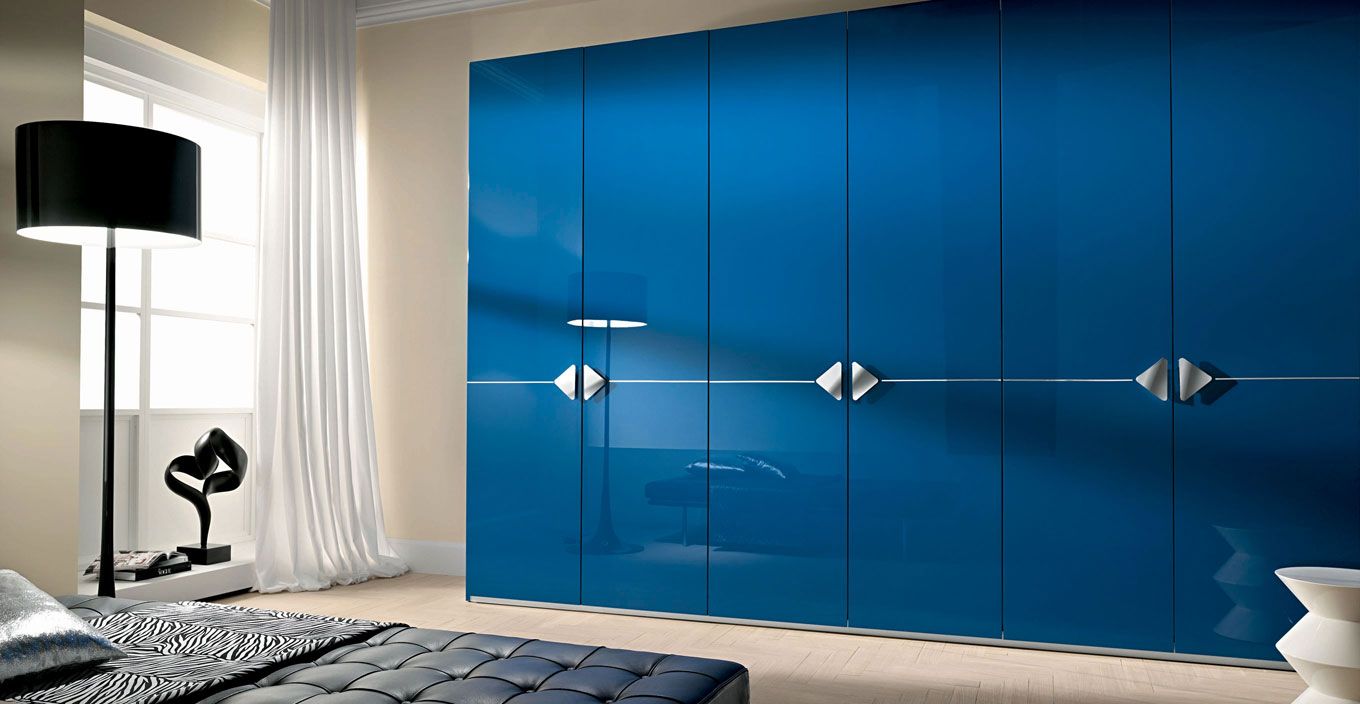 Шкаф Родион 6 дверей 6 металлических ручек синий цвет